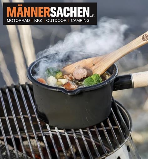 PETROMAX Emaille Stieltopf / Kasserolle mit Skalierung an der Topfinnenseite mit 0,5 oder 1 Liter