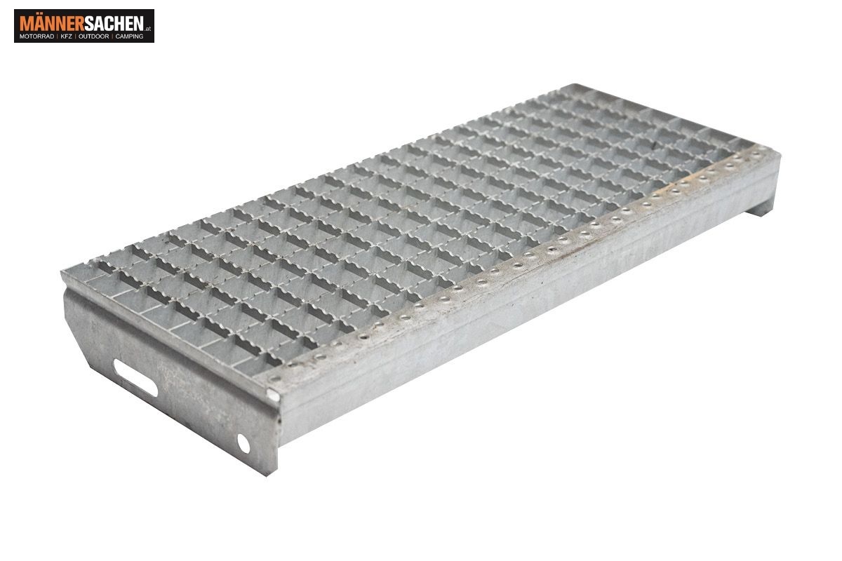 Gitterrost-Stufen 30 x 30 mm, feuerverzinkt, rutschhemmend - Breite: 600 mm, Tiefe: 24
