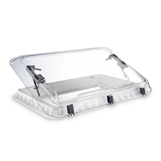 DOMETIC Heki 2 De Luxe Dachfenster für Wohnwagen mit integrierter Beleuchtung und Rollo aus Wabenmat