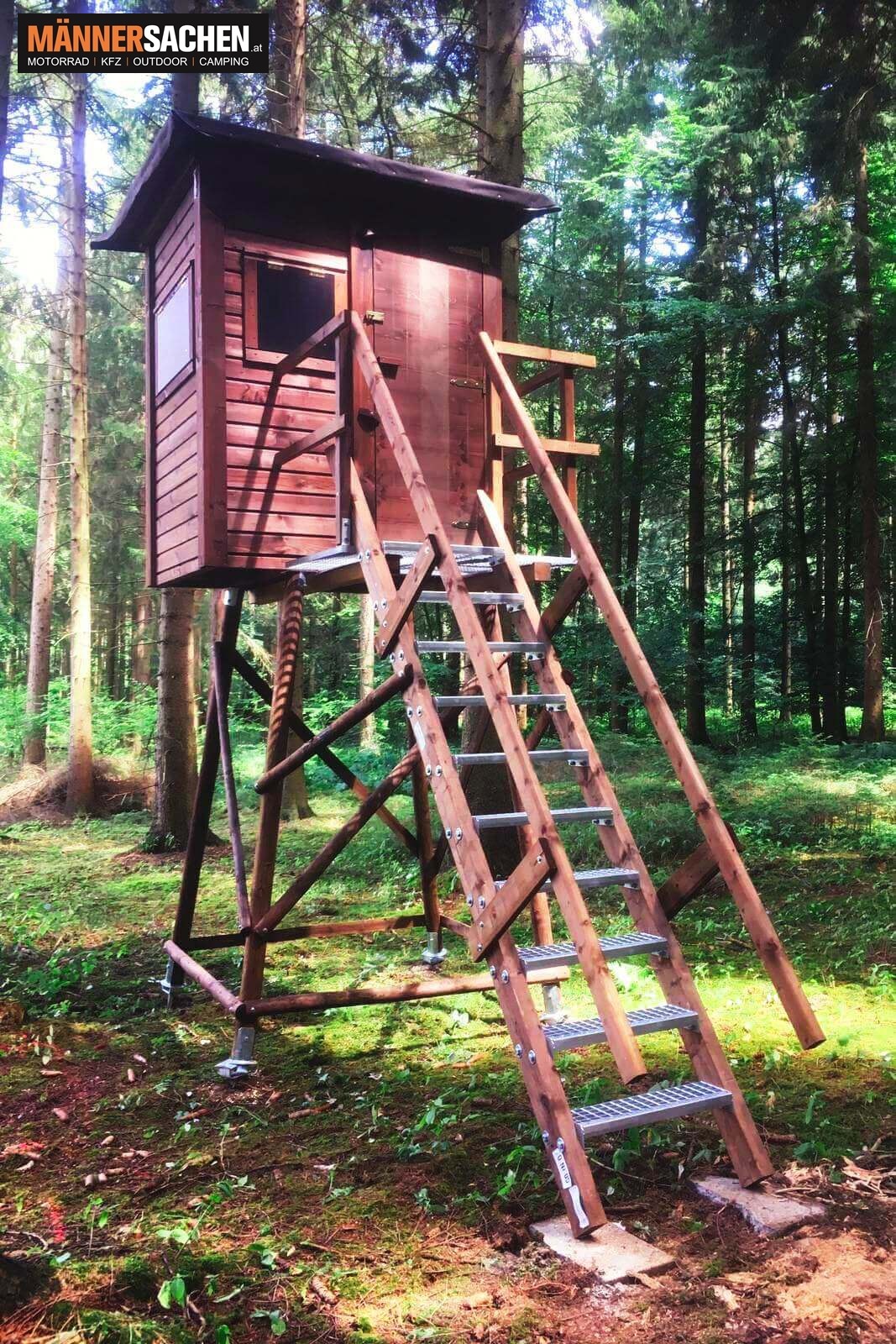 Hochsitz-Treppe mit Gitterrost 600cm f. Unterbau 600 cm, ca. 840 x 80 cm, geteilt ABHOLUNG & VERSAND