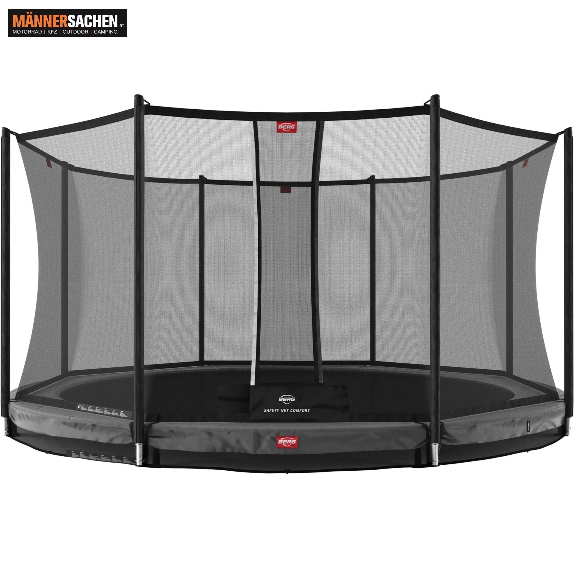 BERG TOYS Trampolin CHAMPION INGROUND 380 grau + SICHERHEITSNETZ COMFORT SONDERAKTION nur für LAGERNDE MODELLE