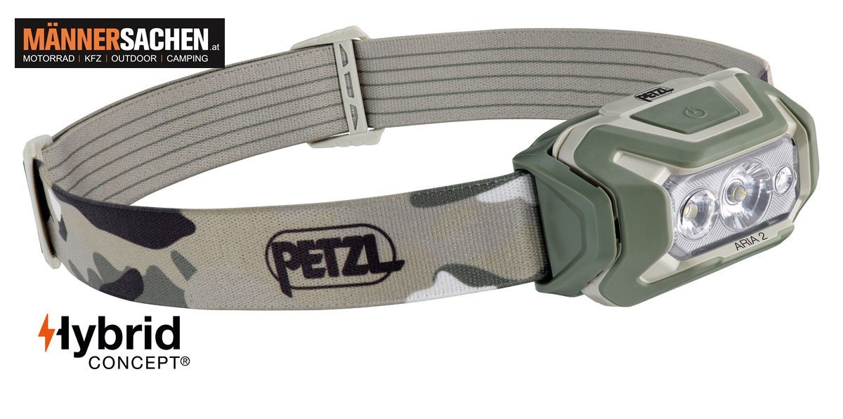 PETZL Stirnlampe ARIA 2 RGB, Robuste wasser- und staubdichte Stirnlampe mit weißem, roten, grünen und blauem Licht